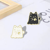 Cat Boo Enamel Pins Ghost Gothic Lapel Badges