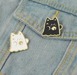 Cat Boo Enamel Pins Ghost Gothic Lapel Badges