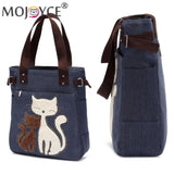 Cat Cartoon Canvas Girl Bag Animal Print Ladies Handbags Tote Bag Shopping