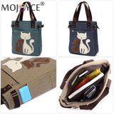 Cat Cartoon Canvas Girl Bag Animal Print Ladies Handbags Tote Bag Shopping