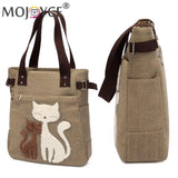 Cat Cartoon Canvas Girl Bag Animal Print Ladies Handbags Tote Bag Shopping