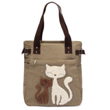 Cat Cartoon Canvas Girl Bag Animal Print Ladies Handbags Tote Bag Shopping