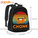 Chonk Cat Graphic Backpack Large Capacity Travel Bag