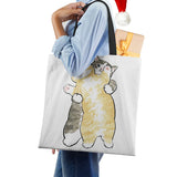 Cat Print Handbag Women Casual Folding Shopping Shoulder Bag