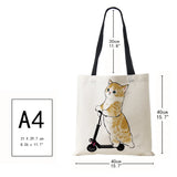 Cat Print Handbag Women Casual Folding Shopping Shoulder Bag
