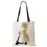 Cat Print Handbag Women Casual Folding Shopping Shoulder Bag