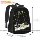 Cat DJ Funny Turntable Music Backpack Large Capacity Softback Storage