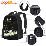 Cat DJ Funny Turntable Music Backpack Large Capacity Softback Storage