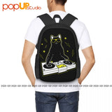 Cat DJ Funny Turntable Music Backpack Large Capacity Softback Storage