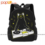 Cat DJ Funny Turntable Music Backpack Large Capacity Softback Storage