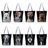 Cat Dog Print Women Handbags Animal Tote Shoulder Bags Large Capacity Shopping B