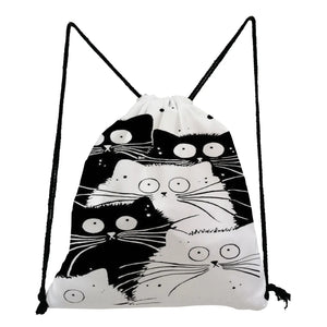 Cat Drawstring Bag Child Backpack Cartoon Teenager Bookbag Gift Storage Bag