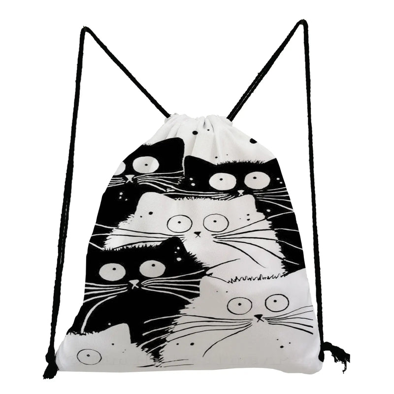 Cat Drawstring Bag Child Backpack Cartoon Teenager Bookbag Gift Storage Bag