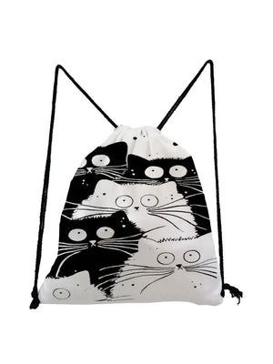 Cat Drawstring Bag Child Backpack Cartoon Teenager Bookbag Gift Storage Bag