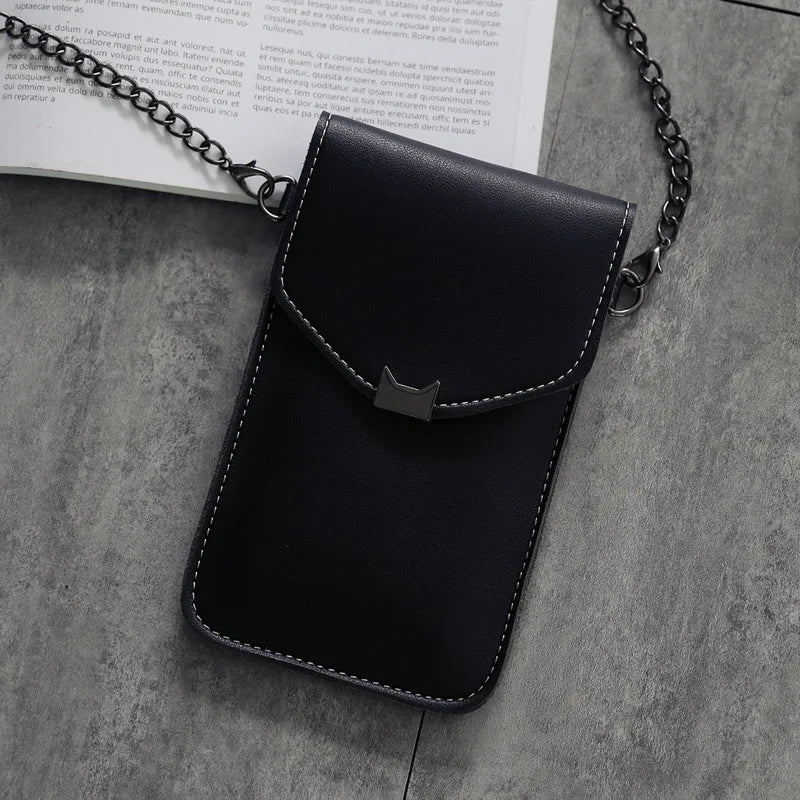 Cat Ear Touch Screen Retro Phone Bag Women Chain Messenger Mini Shoulder Bag