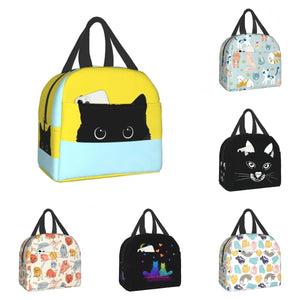 Cat Insulated Lunch Bag Reusable Cooler Thermal Tote Bag for Travel Work