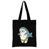 Cat Shopping Bag Woman Shopper Folding Canvas Tote Travel Bags Handbags Beach
