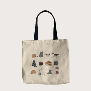 Cat Shopping Bags Shopper Cotton Handbag Boodschappen