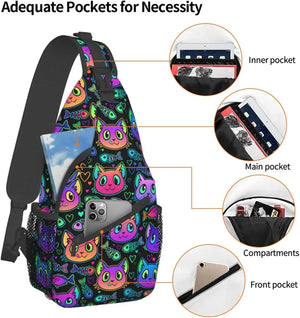 Cat Sling Bag Crossbody Backpack Shoulder Pack for Women Men