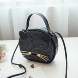 Cat Women Shoulder Bag Handbag Messenger Bags Sequin Mini Crossbody Pack