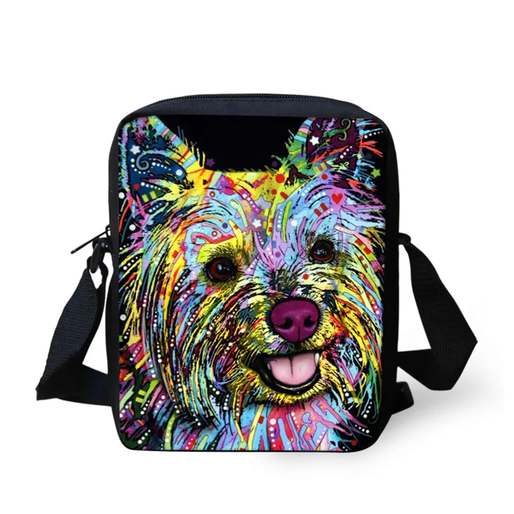 Cat & Dog Watercolor Cross-body Bag for Kids Girls