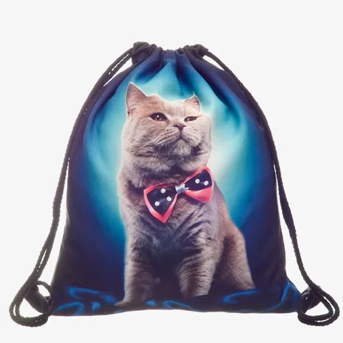 Cat Escape 3D Printing Drawstring Bag