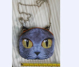 Cat Prints Messenger Bag Chain Bag Soft Material Zipper Close Phone Bag