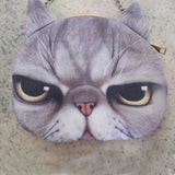 Cat Prints Messenger Bag Chain Bag Soft Material Zipper Close Phone Bag