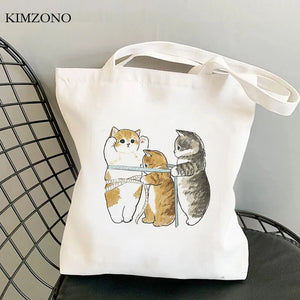 Jute Shopping Bag with Cat Design