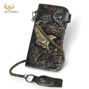 Cattle Male Bull Leather Checkbook Wallet 1088