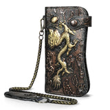 Thick Bull Leather Checkbook Wallet Chain Clutch