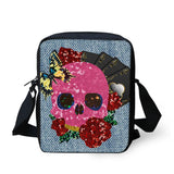 Cattoon Skull Print Messenger Bag Mini Shoulder Bag for Students