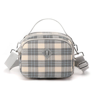 Colorful Plaid Shoulder Bag for Women, Mini Nylon Mobile Phone Crossbody Bag