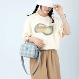 Colorful Plaid Shoulder Bag for Women, Mini Nylon Mobile Phone Crossbody Bag