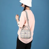 Colorful Plaid Shoulder Bag for Women, Mini Nylon Mobile Phone Crossbody Bag