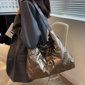 Large Capacity Padded Crossbody Bag for Women Winter Handbag Lady Purse