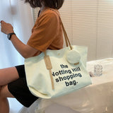 Causal Letters Print Canvas Bag Women Cotton Cloth Tote Bag With Purse