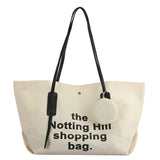 Causal Letters Print Canvas Bag Women Cotton Cloth Tote Bag With Purse