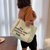 Causal Letters Print Canvas Bag Women Cotton Cloth Tote Bag With Purse