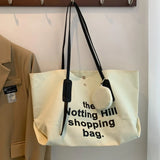 Causal Letters Print Canvas Bag Women Cotton Cloth Tote Bag With Purse