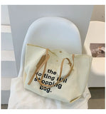 Causal Letters Print Canvas Bag Women Cotton Cloth Tote Bag With Purse