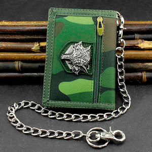 Cavans Camo Tri-fold Wallet w/ Safe Chain For Men