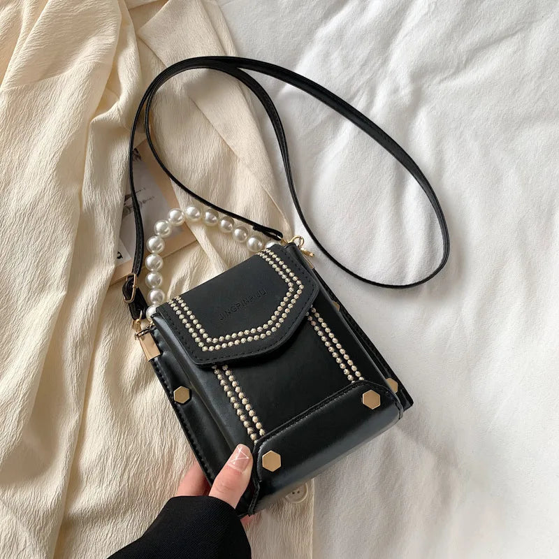 Celebrity Pouch Women's Bag Contrast Texture Phone Bag Shoulder Messenger Bag