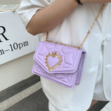 Celebrity Retro Bags Women's Texture Chain Solid Crossbody Shoulder Indentation