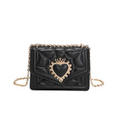 Celebrity Retro Bags Women's Texture Chain Solid Crossbody Shoulder Indentation