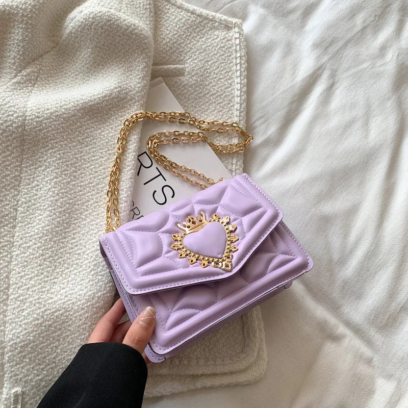 Celebrity Retro Bags Women's Texture Chain Solid Crossbody Shoulder Indentation