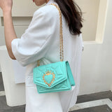 Celebrity Retro Bags Women's Texture Chain Solid Crossbody Shoulder Indentation