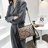 Celela Tassel Shoulder Bag Leopard Print Purse Clutch
