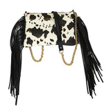 Celela Tassel Shoulder Bag Leopard Print Purse Clutch