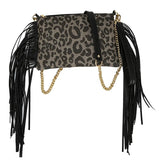 Celela Tassel Shoulder Bag Leopard Print Purse Clutch